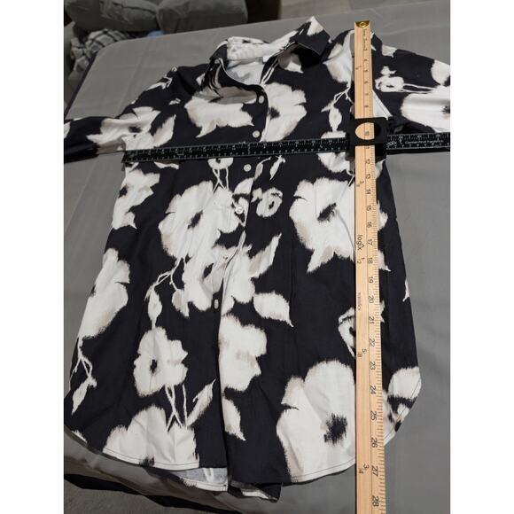 Chico's No Iron Stretch Fairycore Floral Cotton Tunic Top Size 0 US 4 XS Shirt - Picture 7 of 12
